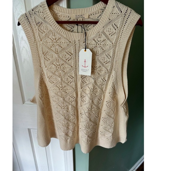 SEASALT Cornwall Sweaters - SEASALT Cornwall (UK) Doe Path Knitted Vest / Tank in Chalk - NWT - US 20/UK 24